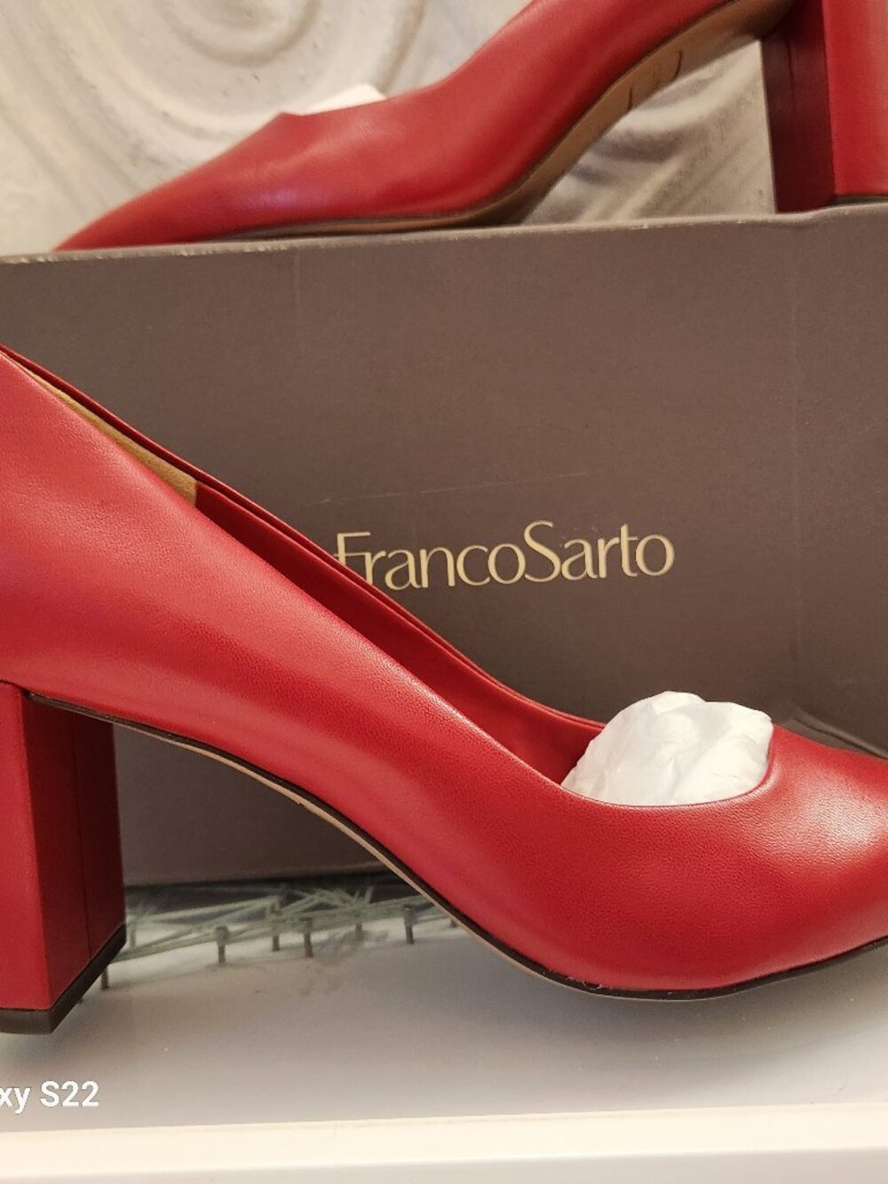 Franco Sarto "Giovanna" Red Leather Heels. NIB. Size 10